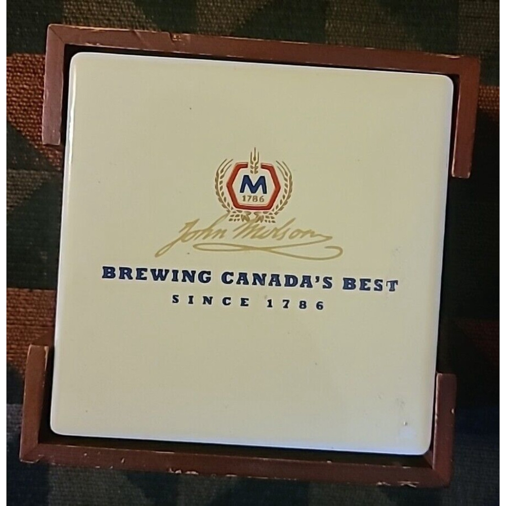 Molson Canadian Beer 8 Coaster Set With Holder John's 6 Principles Bar Man Cave